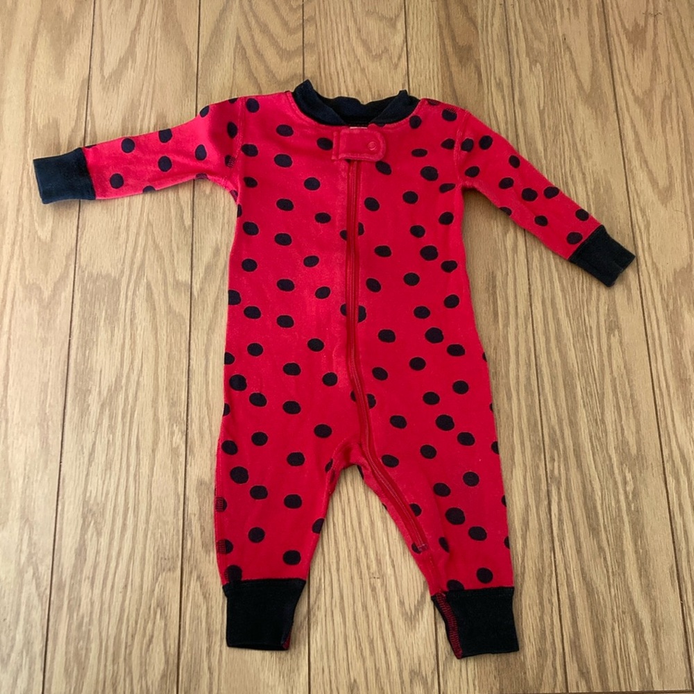 Hanna Andersson Red and Black Polka Dot Kids Pajama Footies